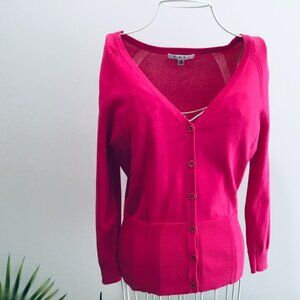 CAbi Hot-Pink Fitted Cardigan - Small